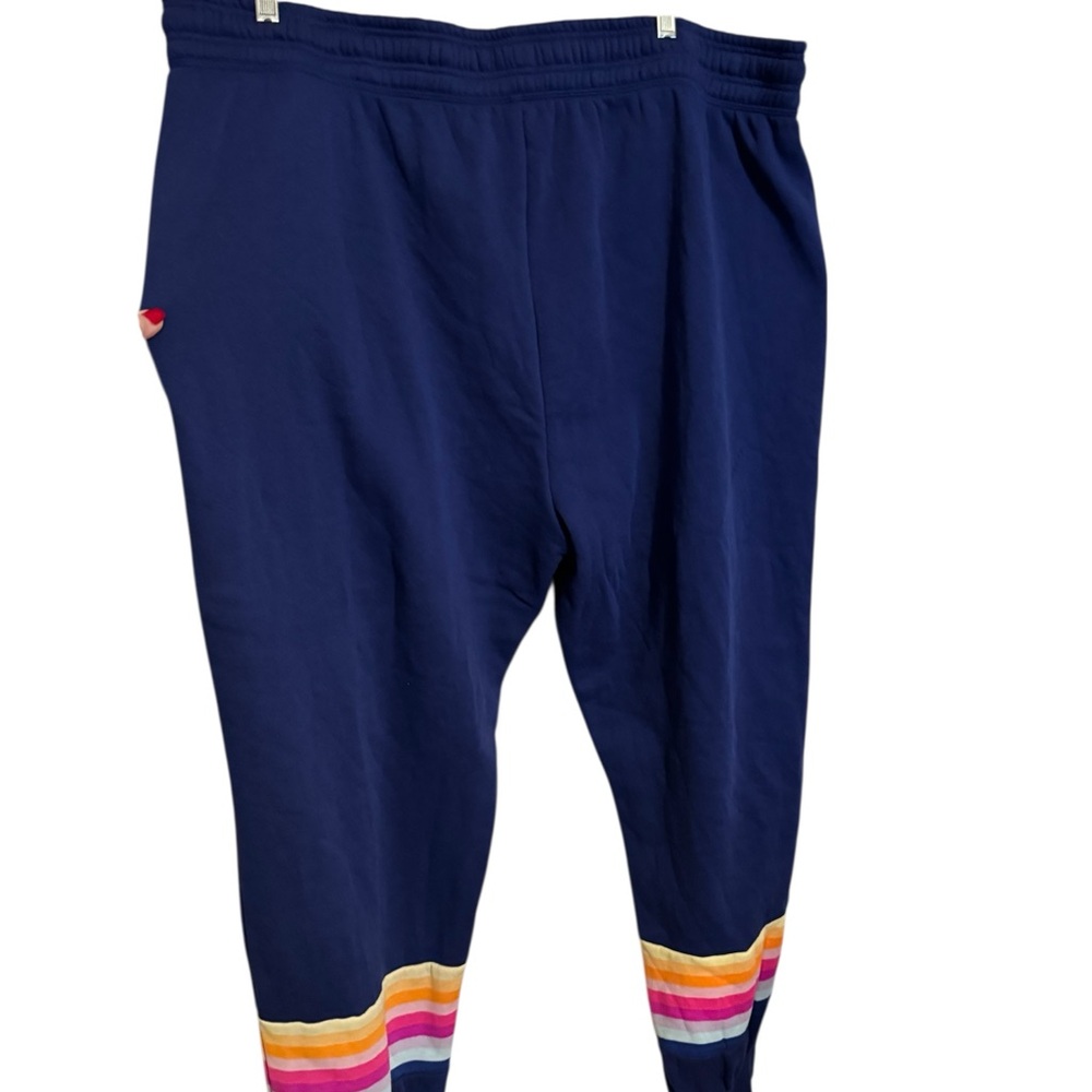 NWT Crown & Ivy CABANA Women's Navy Joggers  Multicolor Stripes   PLUS 4X  #J - Picture 7 of 8